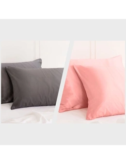 Royal Comfort Mulberry Silk Pillowcase Combo - 2 x Twin Packs Charcoal + Blush