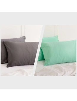 Royal Comfort Mulberry Silk Pillowcase Combo - 2 x Twin Packs Charcoal + Mint