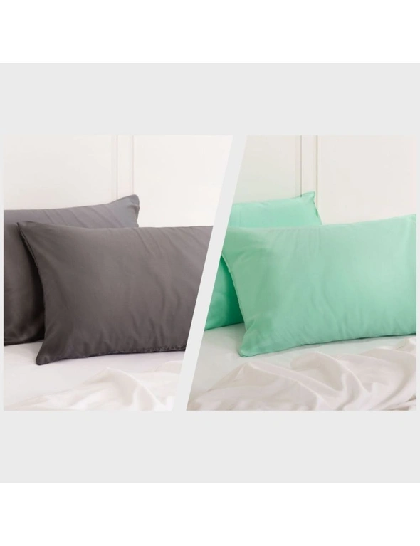 Royal Comfort Mulberry Silk Pillowcase Combo - 2 x Twin Packs Charcoal + Mint, hi-res image number null