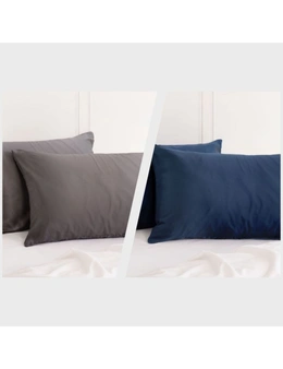Royal Comfort Mulberry Silk Pillowcase Combo - 2 x Twin Packs Charcoal + Navy
