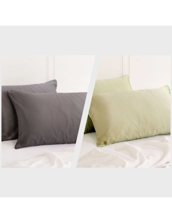 Royal Comfort Mulberry Silk Pillowcase Combo - 2 x Twin Packs Charcoal + Sage, hi-res image number null