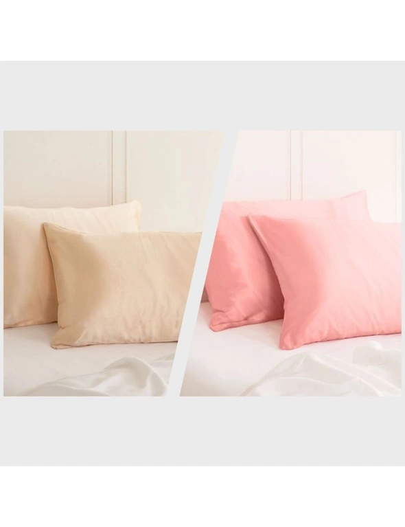 Royal Comfort Mulberry Silk Pillowcase Combo - 2 x Twin Packs Champagne Pink + Blush, hi-res image number null