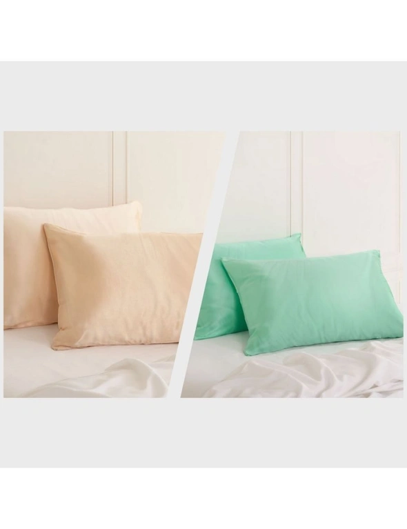 Royal Comfort Mulberry Silk Pillowcase Combo - 2 x Twin Packs Champagne Pink + Mint, hi-res image number null