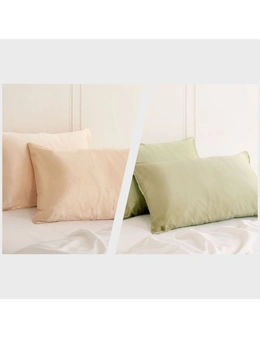 Royal Comfort Mulberry Silk Pillowcase Combo - 2 x Twin Packs Champagne Pink + Sage