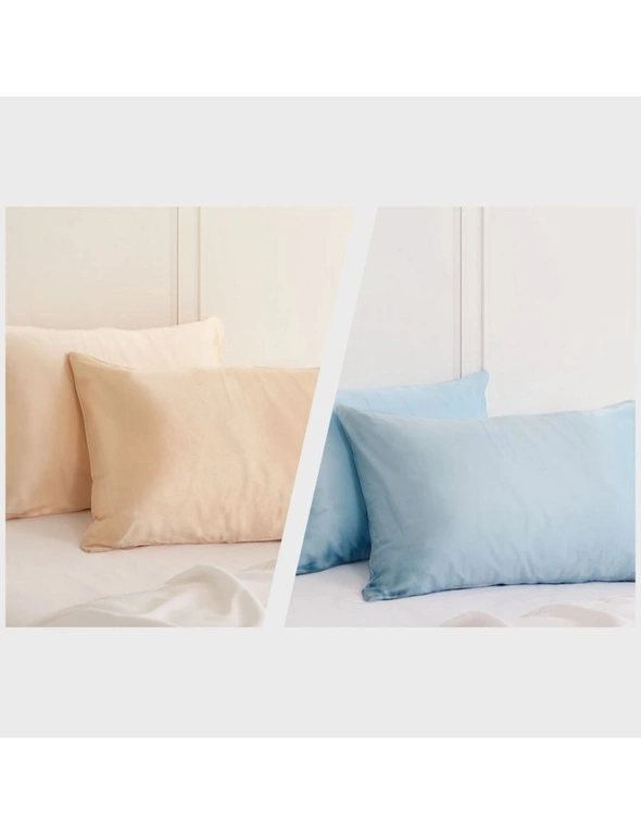 Royal Comfort Mulberry Silk Pillowcase Combo - 2 x Twin Packs Champagne Pink + Soft Blue, hi-res image number null