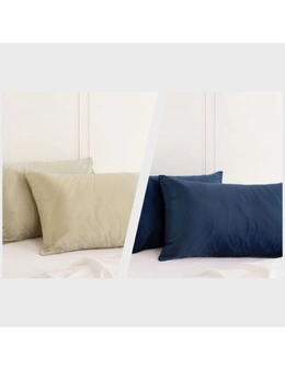Royal Comfort Mulberry Silk Pillowcase Combo - 2 x Twin Packs Champagne + Navy