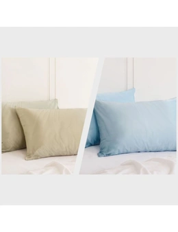 Royal Comfort Mulberry Silk Pillowcase Combo - 2 x Twin Packs Champagne + Soft Blue