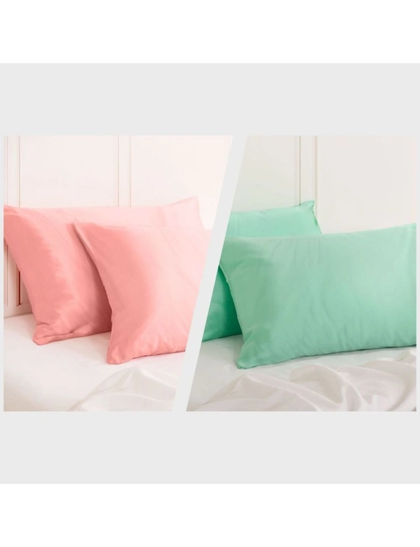 Royal Comfort Mulberry Silk Pillowcase Combo - 2 x Twin Packs Blush + Mint, hi-res image number null