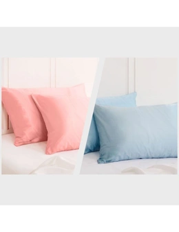 Royal Comfort Mulberry Silk Pillowcase Combo - 2 x Twin Packs Blush + Soft Blue