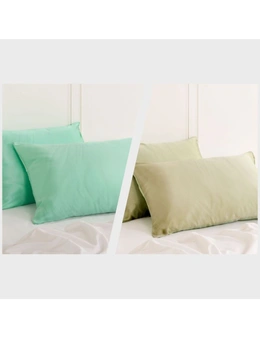Royal Comfort Mulberry Silk Pillowcase Combo - 2 x Twin Packs Mint + Sage