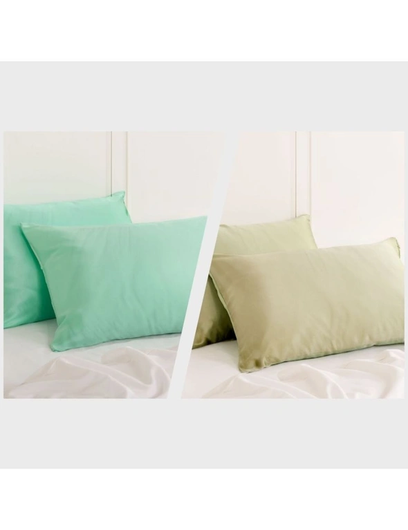 Royal Comfort Mulberry Silk Pillowcase Combo - 2 x Twin Packs Mint + Sage, hi-res image number null