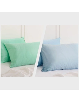 Royal Comfort Mulberry Silk Pillowcase Combo - 2 x Twin Packs Mint + Soft Blue