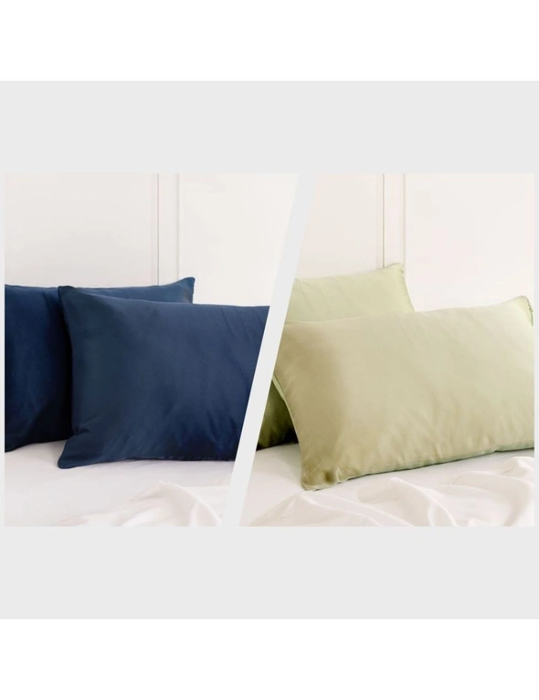 Royal Comfort Mulberry Silk Pillowcase Combo - 2 x Twin Packs Navy + Sage, hi-res image number null