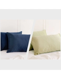 Royal Comfort Mulberry Silk Pillowcase Combo - 2 x Twin Packs Navy + Sage