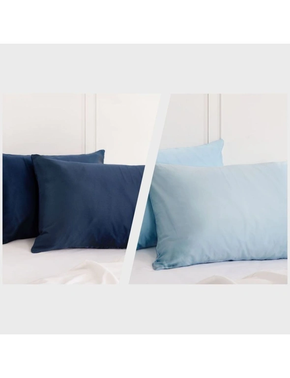 Royal Comfort Mulberry Silk Pillowcase Combo - 2 x Twin Packs Navy + Soft Blue, hi-res image number null