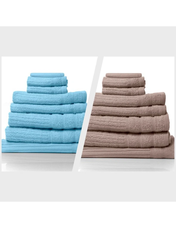 Royal Comfort Eden 600GSM 100% Egyptian Cotton Combo 2 x 8-Piece Towel Pack Aqua + Rose, hi-res image number null