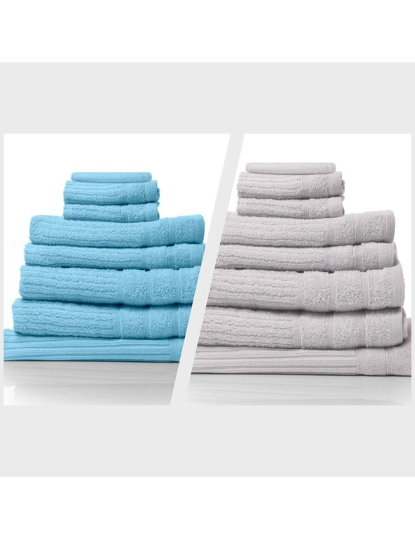 Royal Comfort Eden 600GSM 100% Egyptian Cotton Combo 2 x 8-Piece Towel Pack Aqua + Holly, hi-res image number null