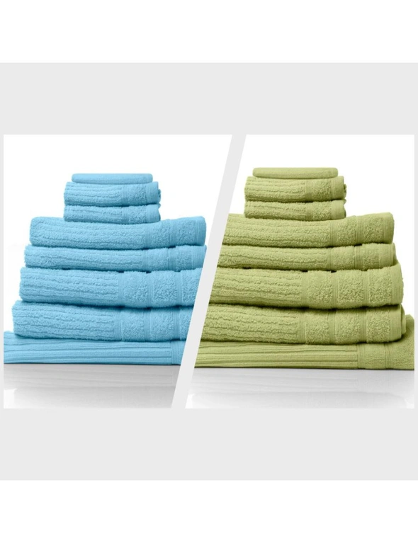Royal Comfort Eden 600GSM 100% Egyptian Cotton Combo 2 x 8-Piece Towel Pack Aqua + Spearmint, hi-res image number null
