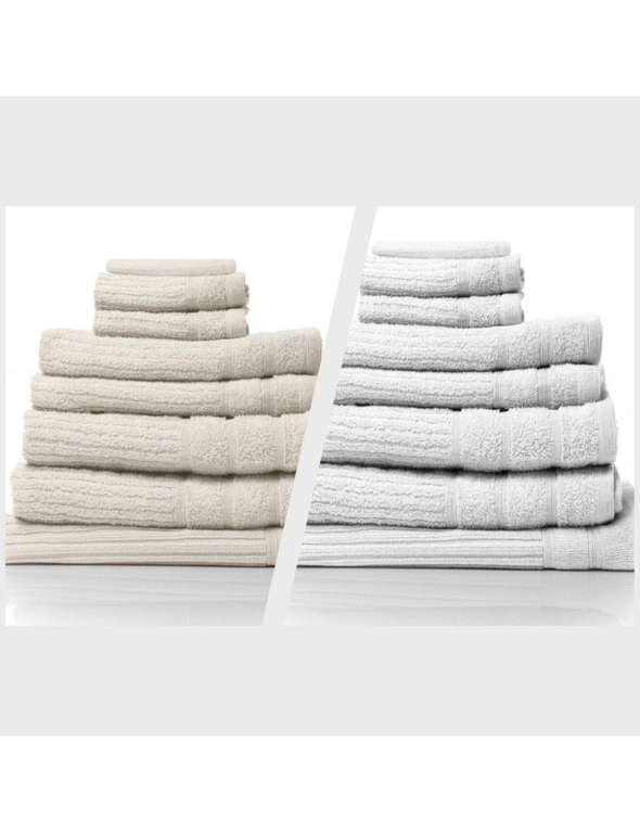 Royal Comfort Eden 600GSM 100% Egyptian Cotton Combo 2 x 8-Piece Towel Pack Beige + White, hi-res image number null