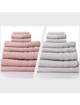 Royal Comfort Eden 600GSM 100% Egyptian Cotton Combo 2 x 8-Piece Towel Pack Blush + Holly
