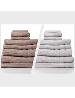 Royal Comfort Eden 600GSM 100% Egyptian Cotton Combo 2 x 8-Piece Towel Pack Rose + Holly