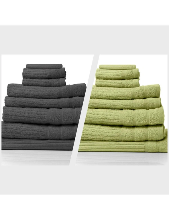 Royal Comfort Eden 600GSM 100% Egyptian Cotton Combo 2 x 8-Piece Towel Pack Granite + Spearmint, hi-res image number null