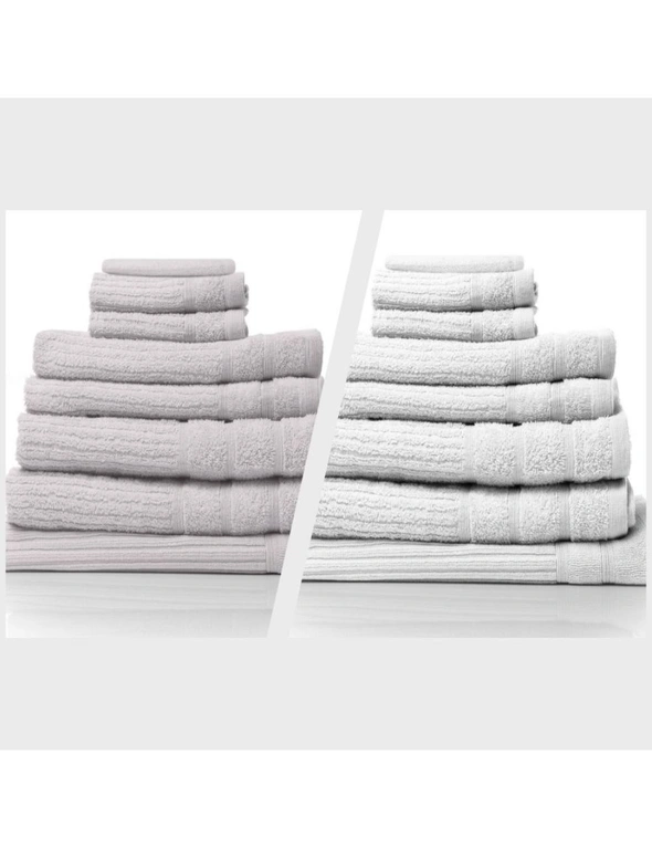 Royal Comfort Eden 600GSM 100% Egyptian Cotton Combo 2 x 8-Piece Towel Pack Holly + White, hi-res image number null