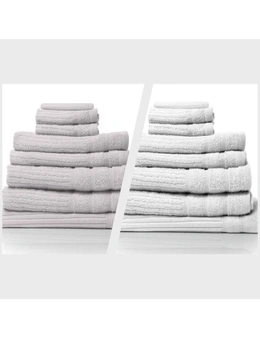Royal Comfort Eden 600GSM 100% Egyptian Cotton Combo 2 x 8-Piece Towel Pack Holly + White