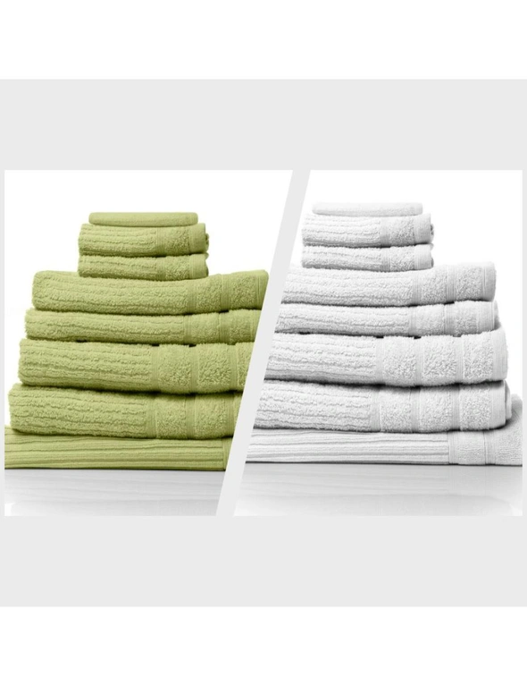 Royal Comfort Eden 600GSM 100% Egyptian Cotton Combo 2 x 8-Piece Towel Pack Spearmint + White, hi-res image number null