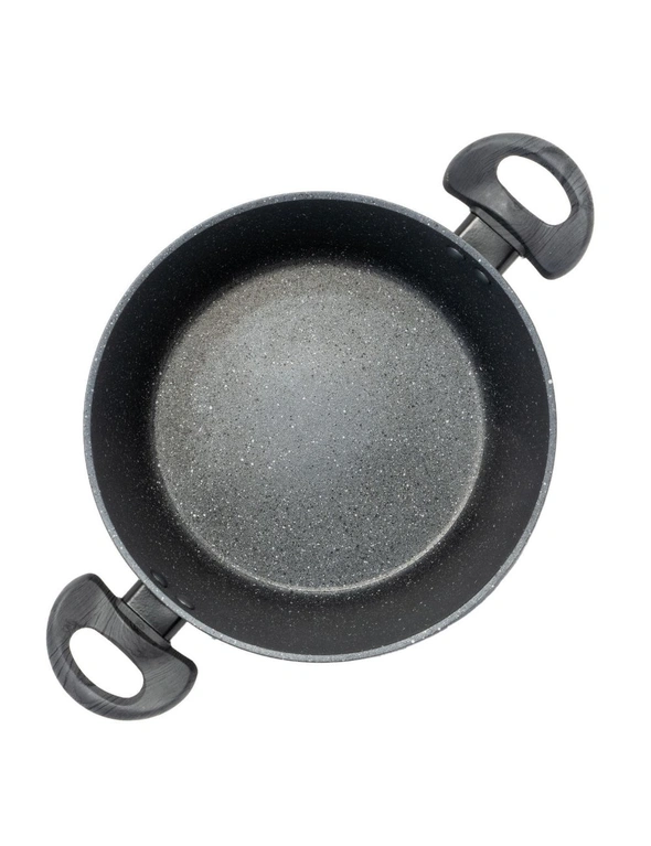 StoneChef 2 Pce Set 24cm Casserole Pan + 20cm Saucepan Set Lid Black Grey Handle, hi-res image number null