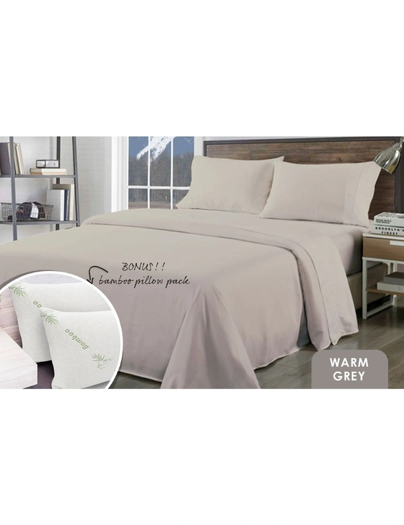 Royal Comfort Bamboo Blend Sheet Set 1000TC and Bamboo Pillows 2 Pack Ultra Soft, hi-res image number null