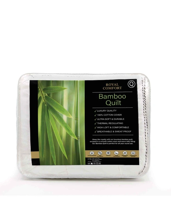 Royal Comfort Luxury Bamboo 250GSM Quilt And 2 Pack of Duck Feather Down Pillows, hi-res image number null
