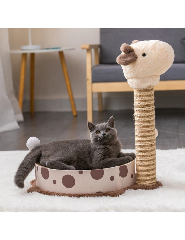 Furbulous Giraffe Cat Scratching Post Sisal Vertical Cat Scratcher Toy - Nap Bed Model, hi-res image number null