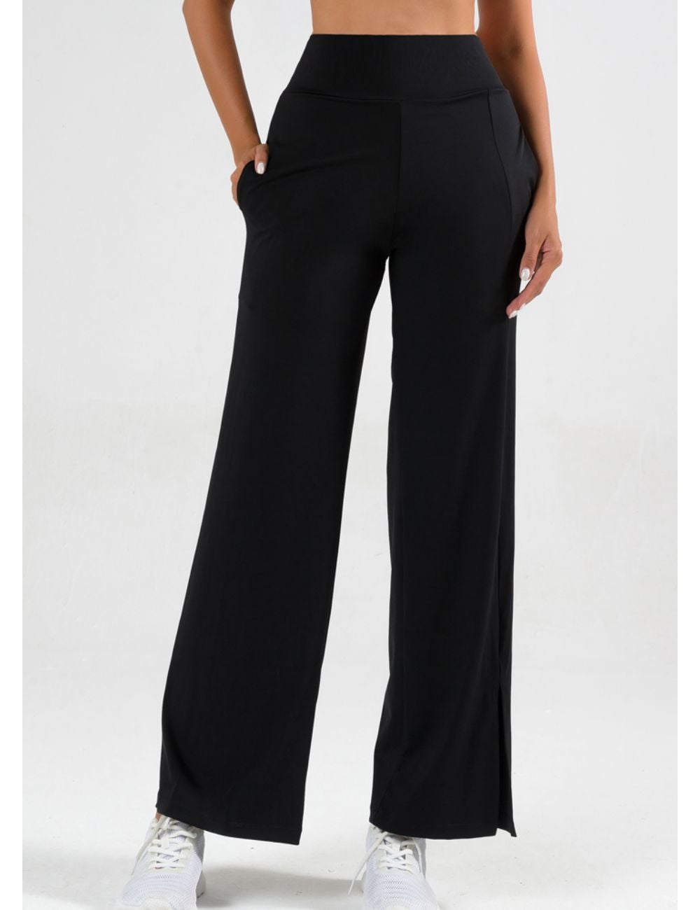 LaSculpte Split Hem Wide Leg Pants - Black | EziBuy NZ