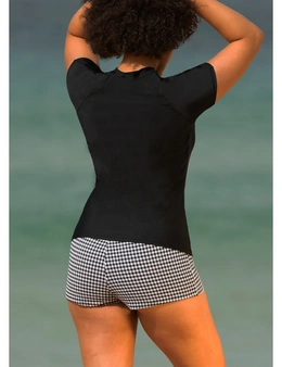 LaSculpte Women's Sustainable Rash Vest Zip Front Short Sleeve