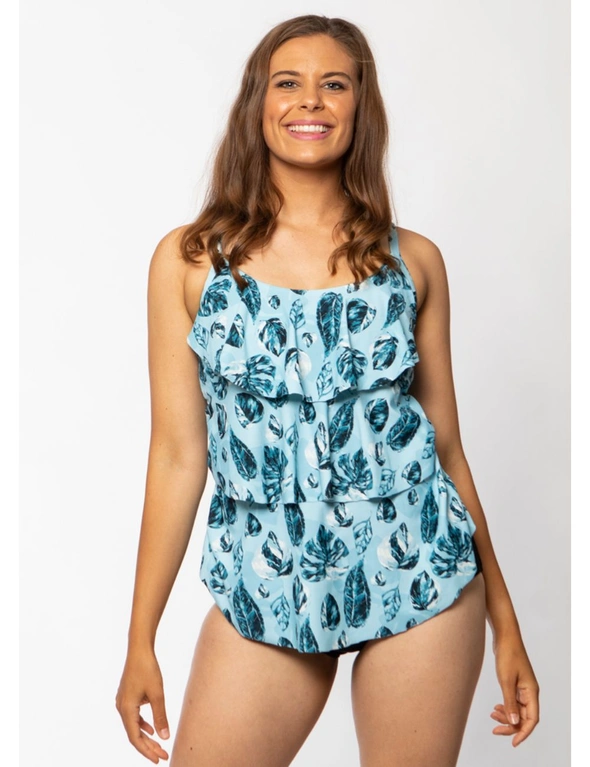Chlorine Resistant Tankini Top Tiered Ruffle Monstera - 12, hi-res image number null
