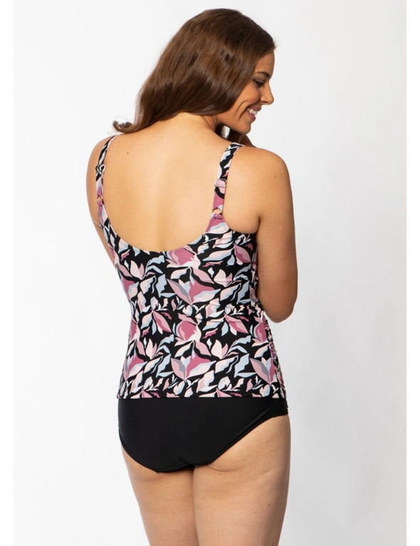Chlorine Resistant Tummy Control Strappy Tankini Top Night Flower - 18, hi-res image number null