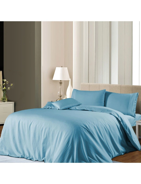 Bedding N Bath 1000TC 3Pcs Stripe Cotton Rich Bed Quilt Cover Set (King  , Queen) - Allure, hi-res image number null