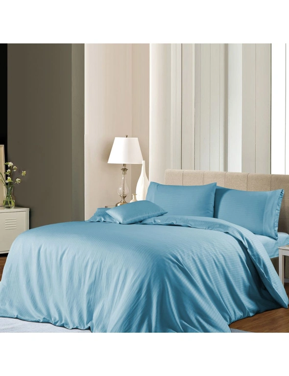 1000TC 6Pcs Stripe 100% Cotton Bed Quilt Cover Set - Allure, hi-res image number null