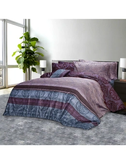 Bedding N Bath 1000TC 6Pcs 100% Cotton Sateen Weave Bed Quilt Cover Set  (Queen) - Damask Faded Purple