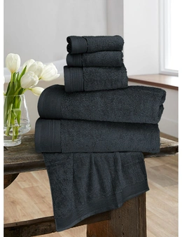 Bedding N Bath 6 Pieces Pure Egyptian 600 GSM Cotton Towel Set (2 x Bath Towels / 2 x Hand Towels / 2 x Face Towels) - Charcoal