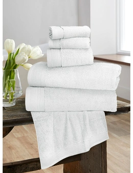 Bedding N Bath 6 Pieces Pure Egyptian 600 GSM Cotton Towel Set (2 x Bath Towels / 2 x Hand Towels / 2 x Face Towels) - White
