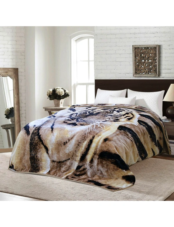 Bedding N Bath Printed Ultra Soft Home Scarborough Mink Blankets With Your Memories 220 x 240 cm –Tiger Face, hi-res image number null
