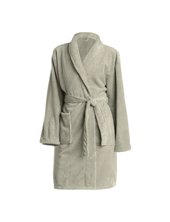 Bedding N Bath 100% Cotton 400GSM  Terry Bathrobe (Fit For All) Color - Poppy Silver Grey, hi-res image number null