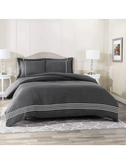 Bedding N Bath 1200TC 100% Pure Cotton 6Pcs Embroidered Bed Quilt Cover Set  (King / Queen) - Charcoal