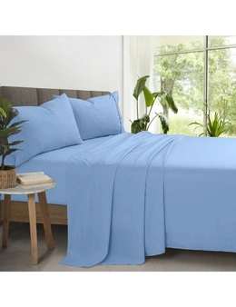 Bedding N Bath 2000TC Super Ultra Soft Bamboo Microfibre Sheet Set Flat Sheet  / Fitted Sheet Queen / Pillows (King , Queen , Super King , King Single , Single , Double) - Blue