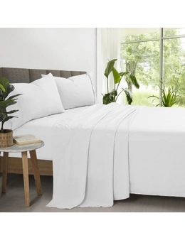 Bedding N Bath 2000TC Super Ultra Soft Bamboo Microfibre Sheet Set Flat Sheet  / Fitted Sheet Queen / Pillows (King , Queen , Super King , King Single , Single , Double) - White