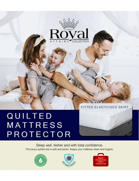 Bedding N Bath 100% Waterproof Poly Cotton Quilted Mattress Protector - White (King, Queen, Double, Kingsingle, Single), hi-res image number null
