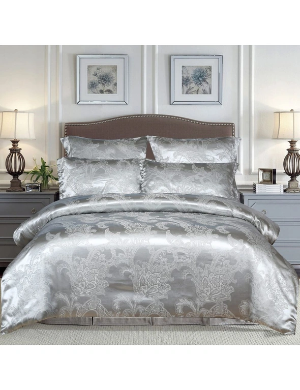 Bedding N Bath 500TC Jacquard 3 Pcs Comforter Set Design – Damask Teal (King, Queen, Double), hi-res image number null