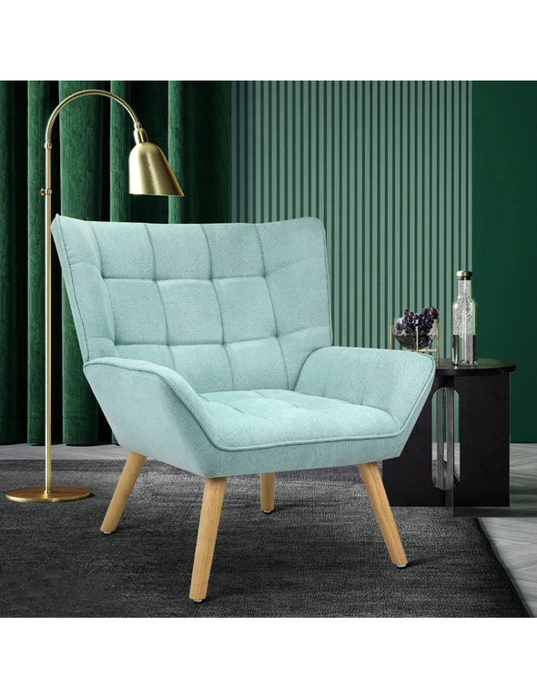 Oikiture Armchair Accent Chairs Sofa Lounge Fabric Upholstered Tub Chair Blue, hi-res image number null